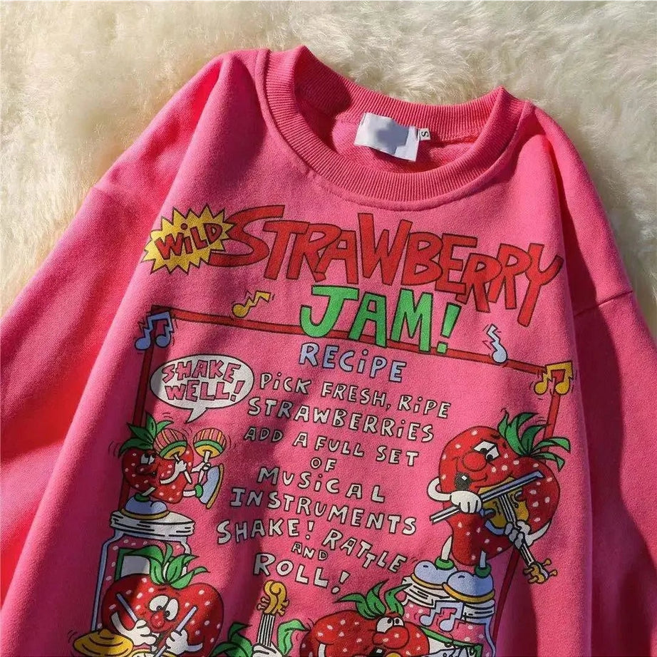 Y2k Rose Red Cartoon Sweatshirt
