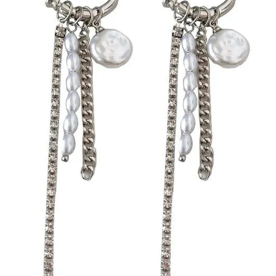 Y2k Round Bar Pearl Tassel Earrings