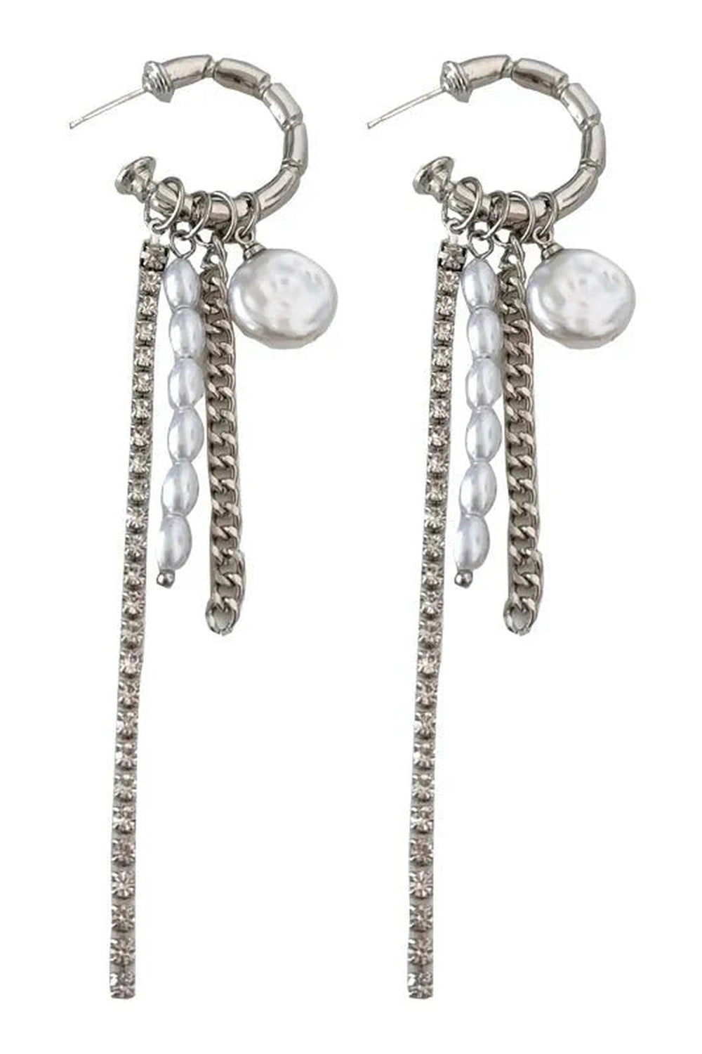 Y2k Round Bar Pearl Tassel Earrings