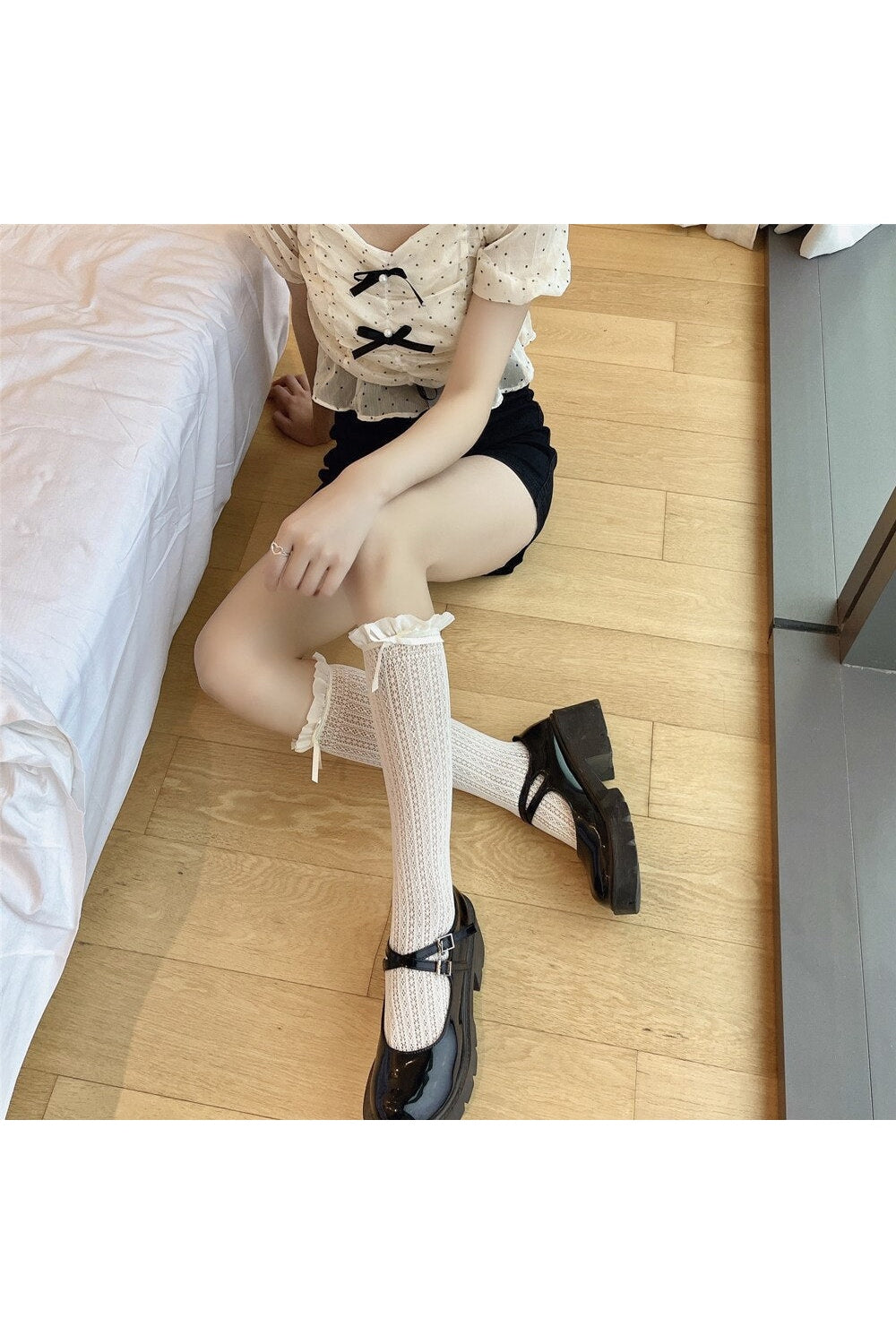 Y2k Ruffle Knee High Socks