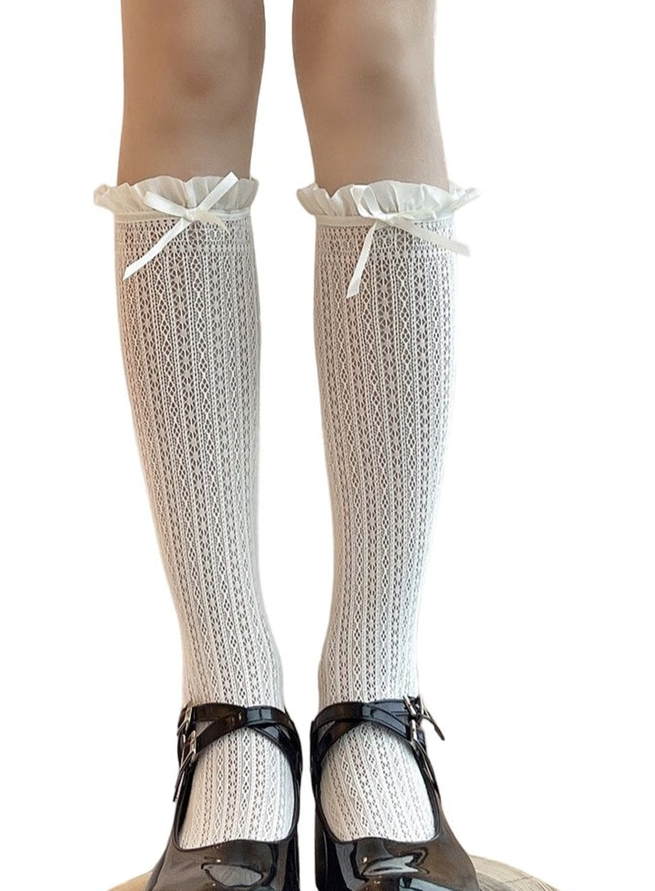 Y2k Ruffle Knee High Socks
