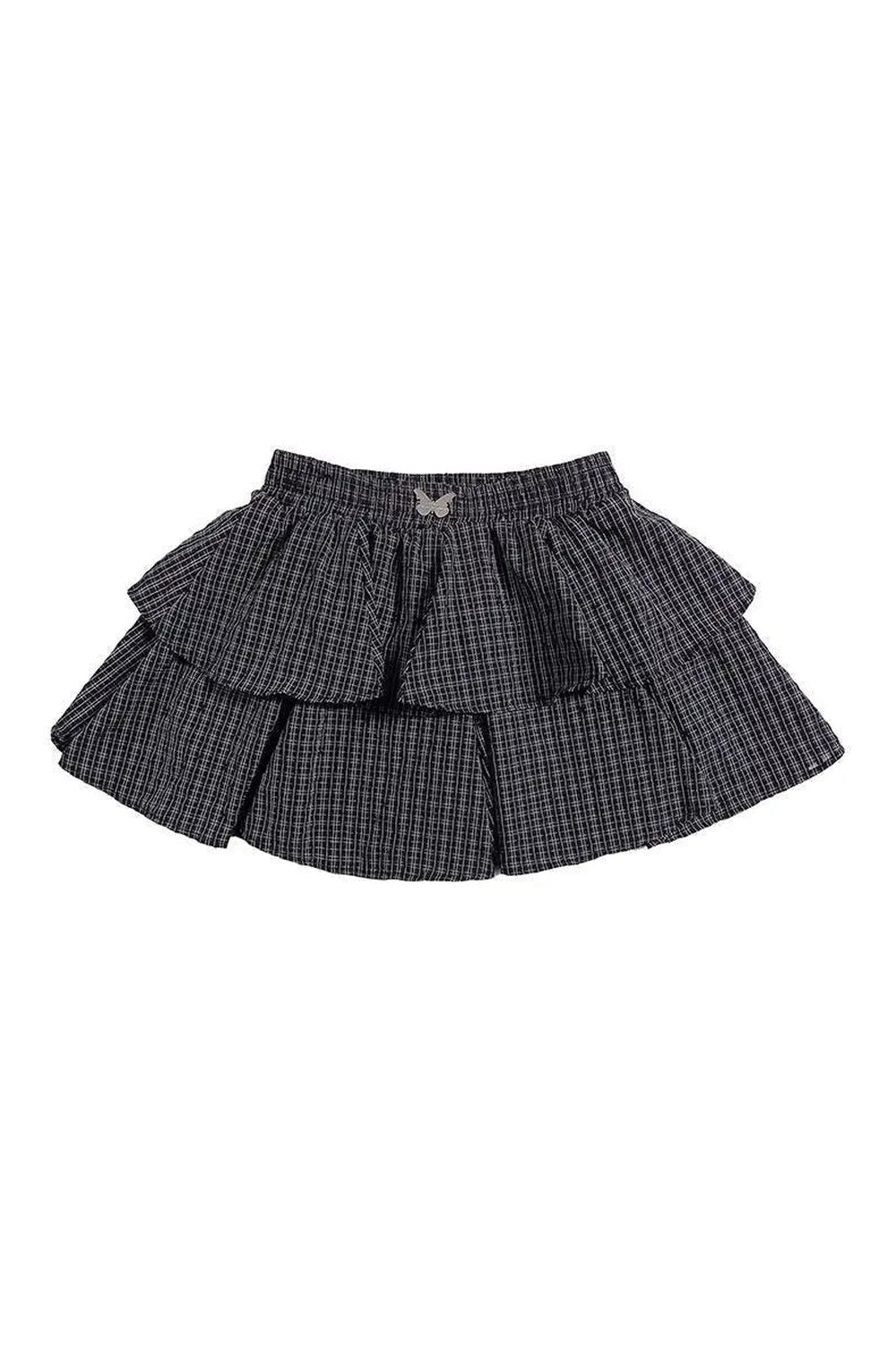 Y2k Ruffle Plaid Mini Skirt