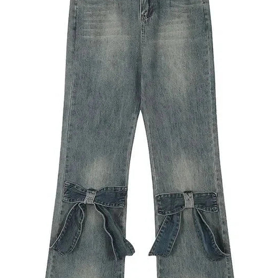 Y2k Ruffle Rider Denim Flares Pants