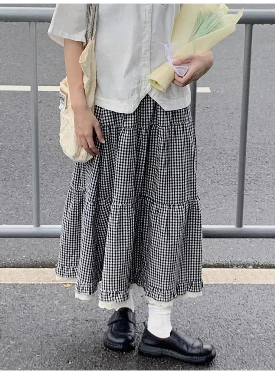 Y2k Ruffled Floral Lolita Long Skirt