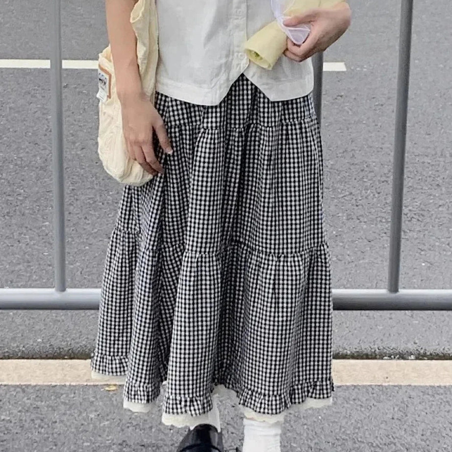 Y2k Ruffled Floral Lolita Long Skirt