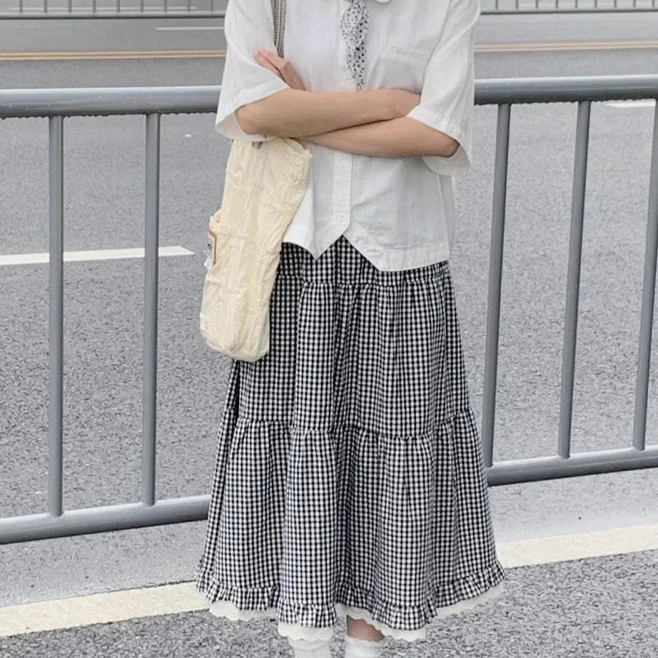 Y2k Ruffled Floral Lolita Long Skirt