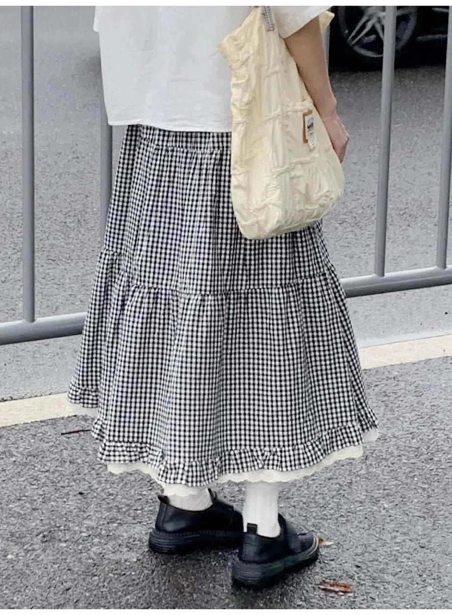 Y2k Ruffled Floral Lolita Long Skirt