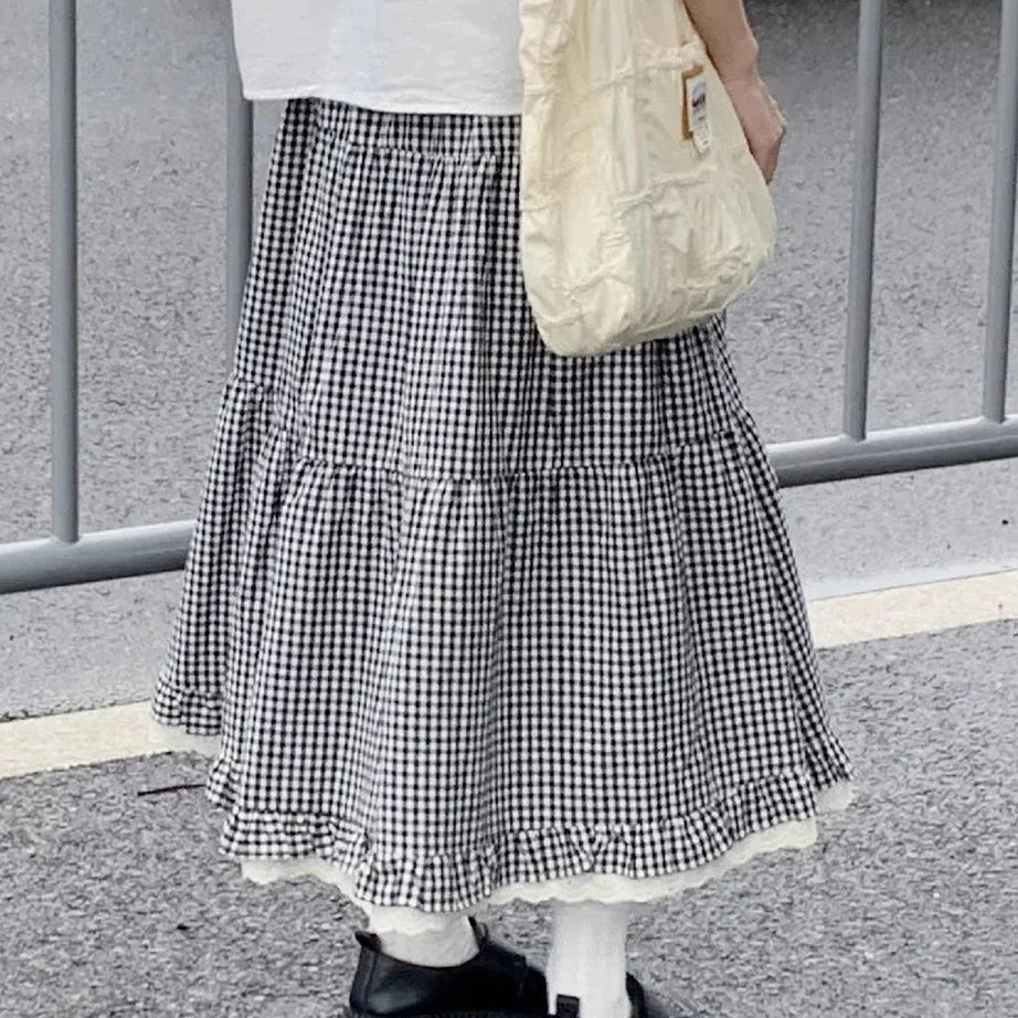 Y2k Ruffled Floral Lolita Long Skirt