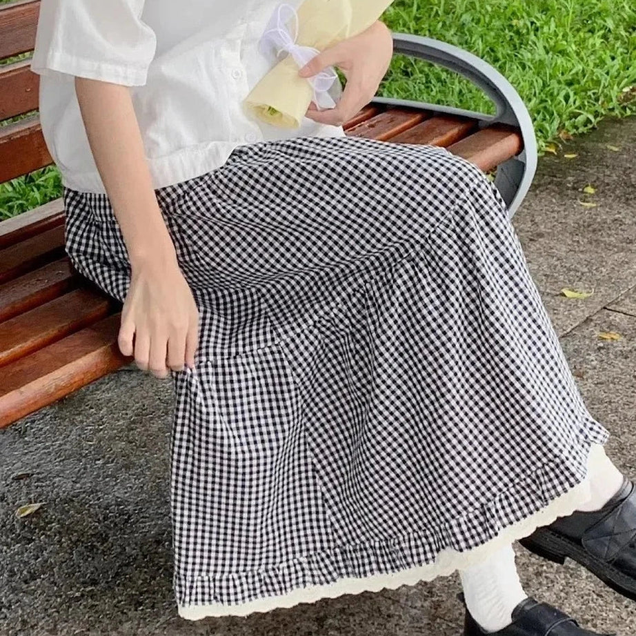 Y2k Ruffled Floral Lolita Long Skirt