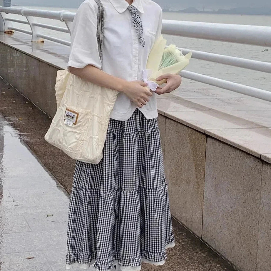 Y2k Ruffled Floral Lolita Long Skirt