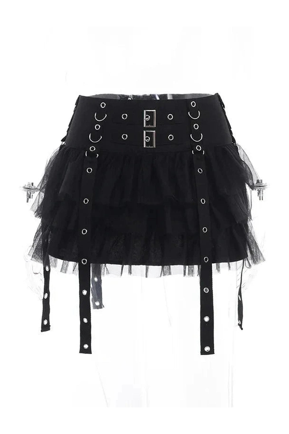 Y2k Ruffled Gothic Mini Skirt