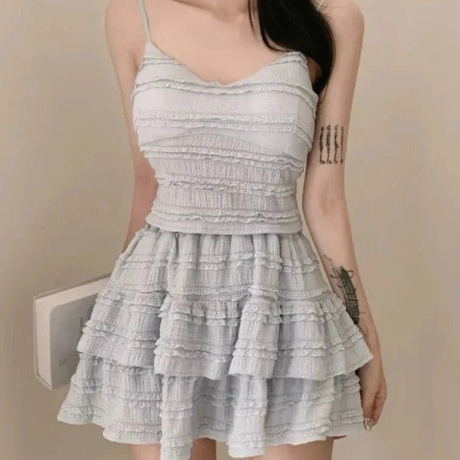 Y2k Ruffled Strappy Mini Dress