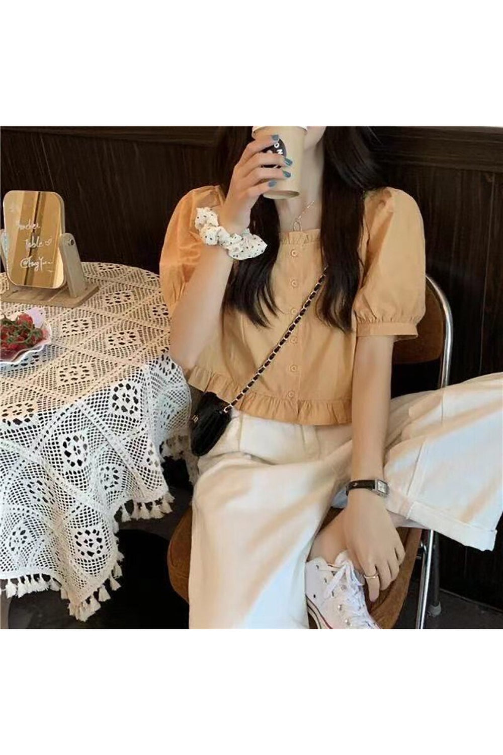 Y2k Ruffles Cute Button Up Blouse