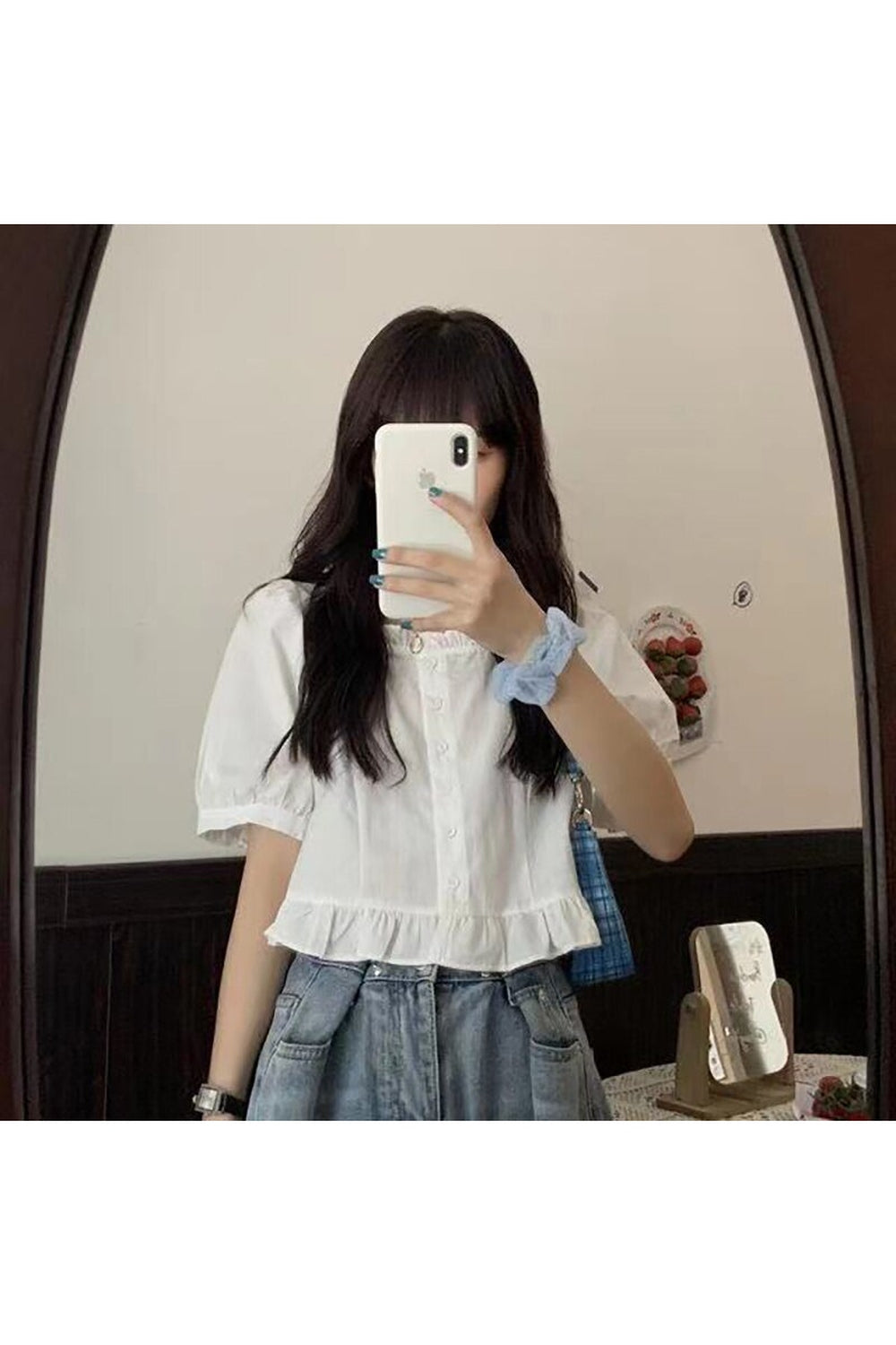 Y2k Ruffles Cute Button Up Blouse
