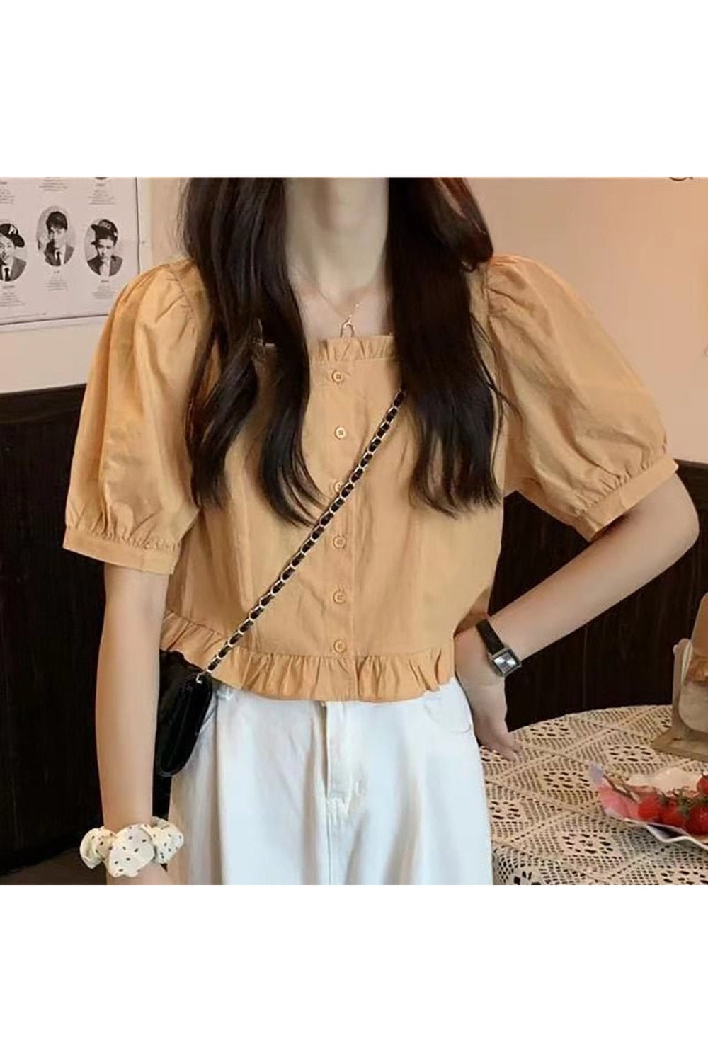 Y2k Ruffles Cute Button Up Blouse