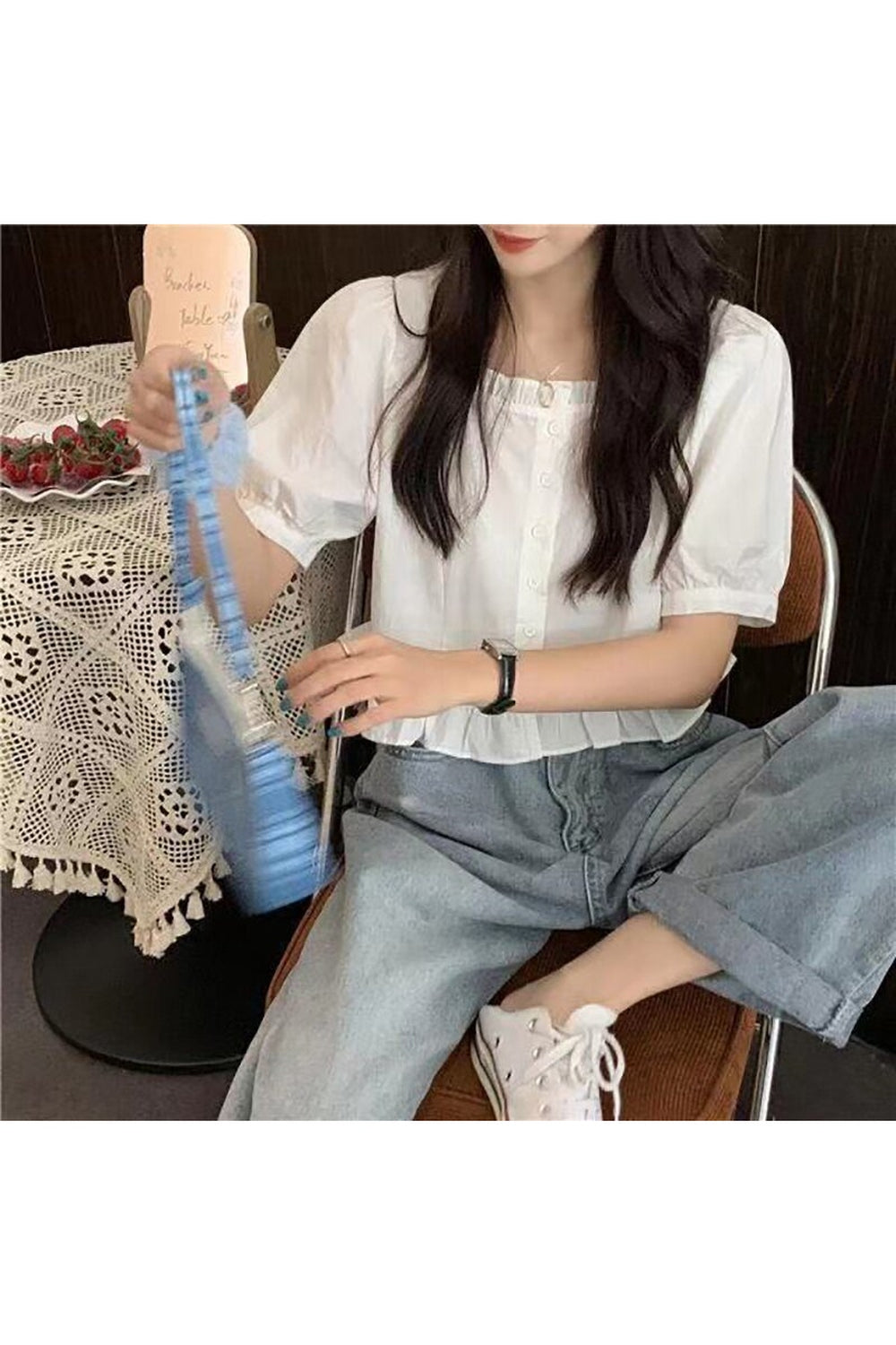 Y2k Ruffles Cute Button Up Blouse