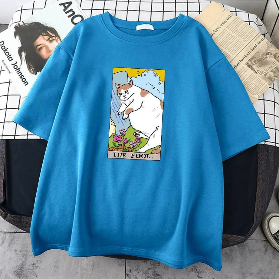 Y2k Sad Cat Meme Vintage T-Shirt