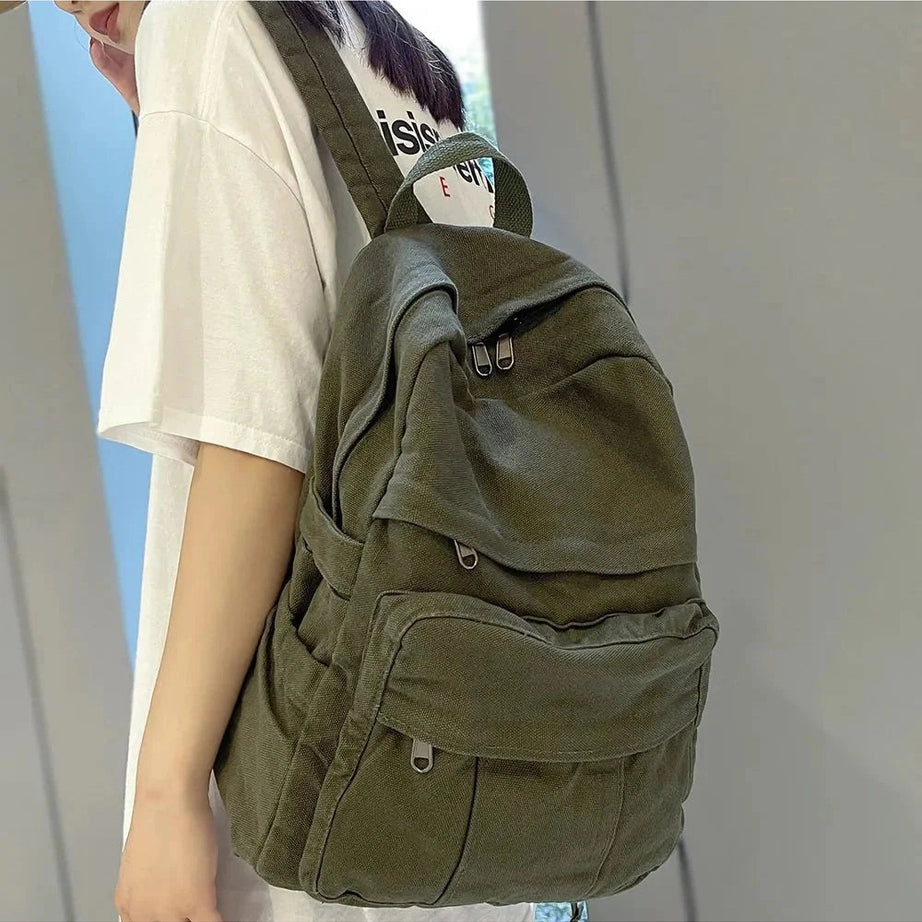 Y2k Sage Green Canvas Backpack