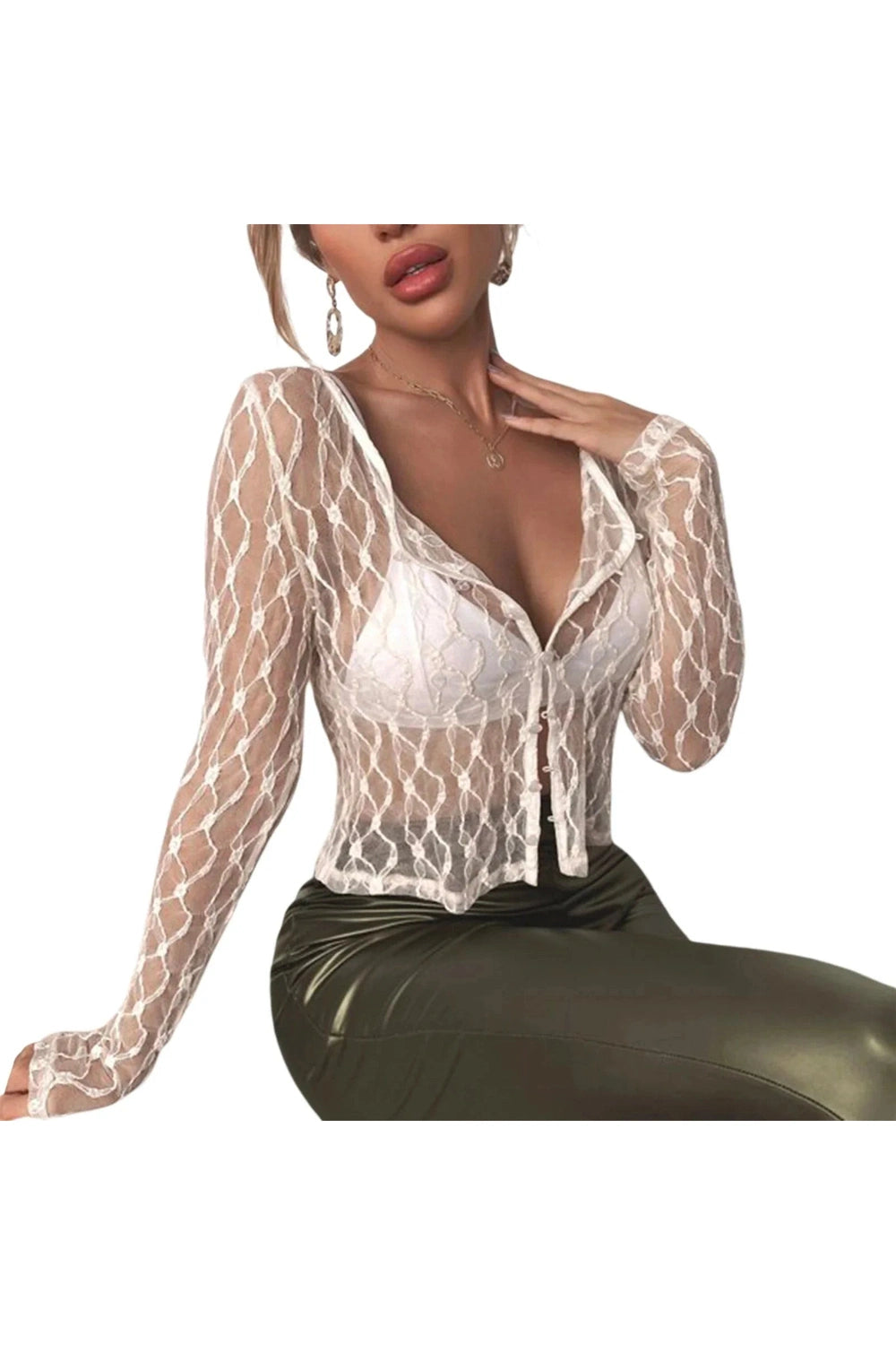 Y2k See-Through Lace Floral Cardigan