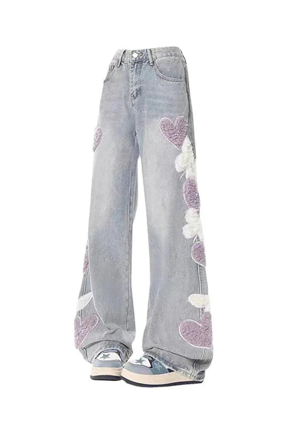 Y2k Serenade of Hearts Wide-Leg Jeans