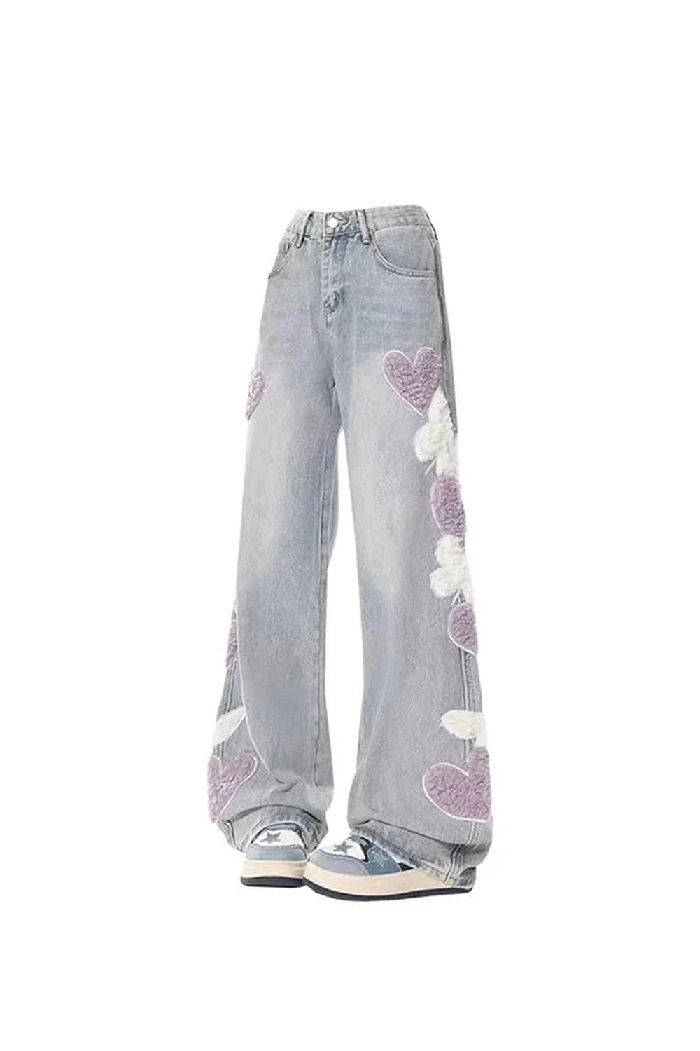 Y2k Serenade of Hearts Wide-Leg Jeans