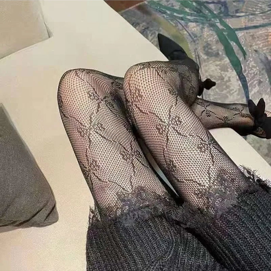 Y2k Sexy Bow Fishnet Tights