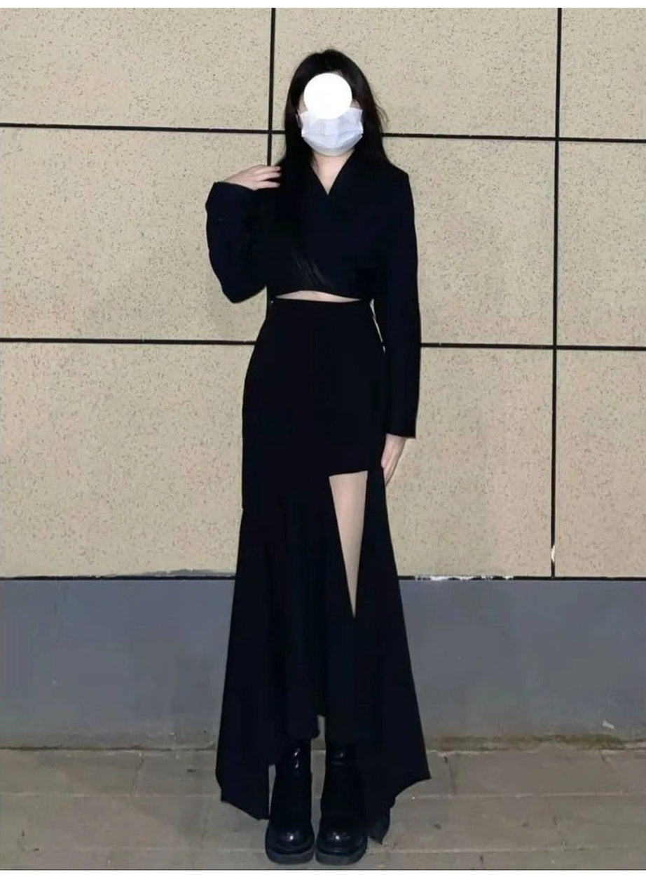 Y2k Sexy Spring Solid Irregular Skirt