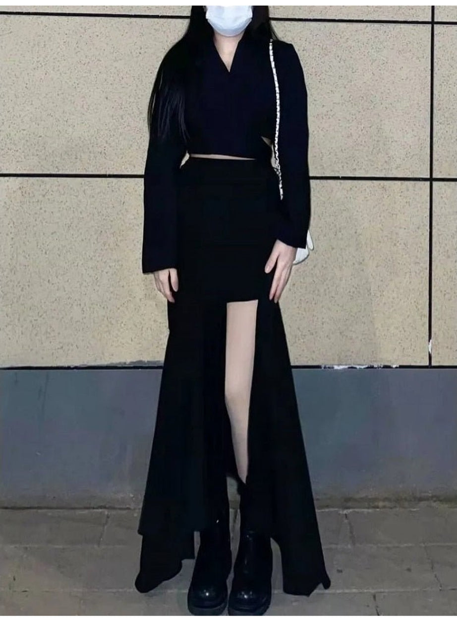 Y2k Sexy Spring Solid Irregular Skirt