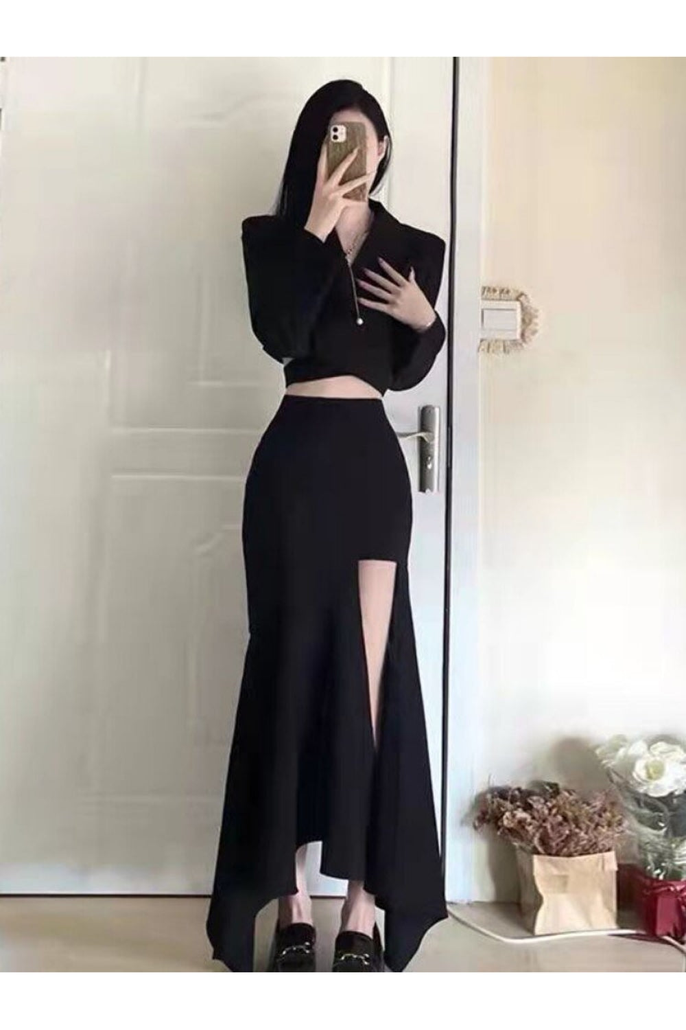 Y2k Sexy Spring Solid Irregular Skirt