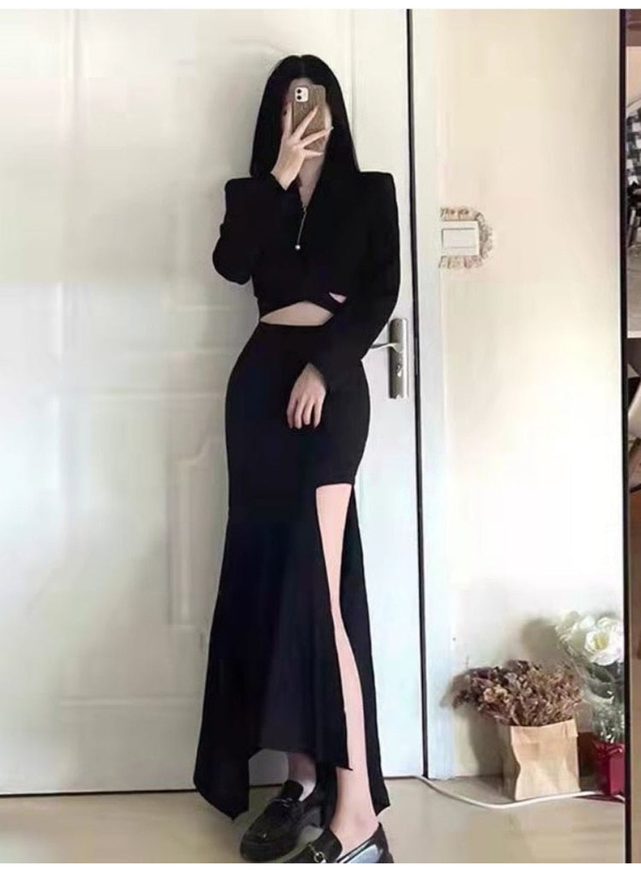 Y2k Sexy Spring Solid Irregular Skirt