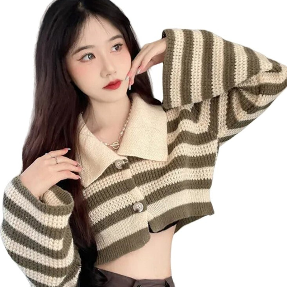 Y2k Sexy Striped Flare Cardigan