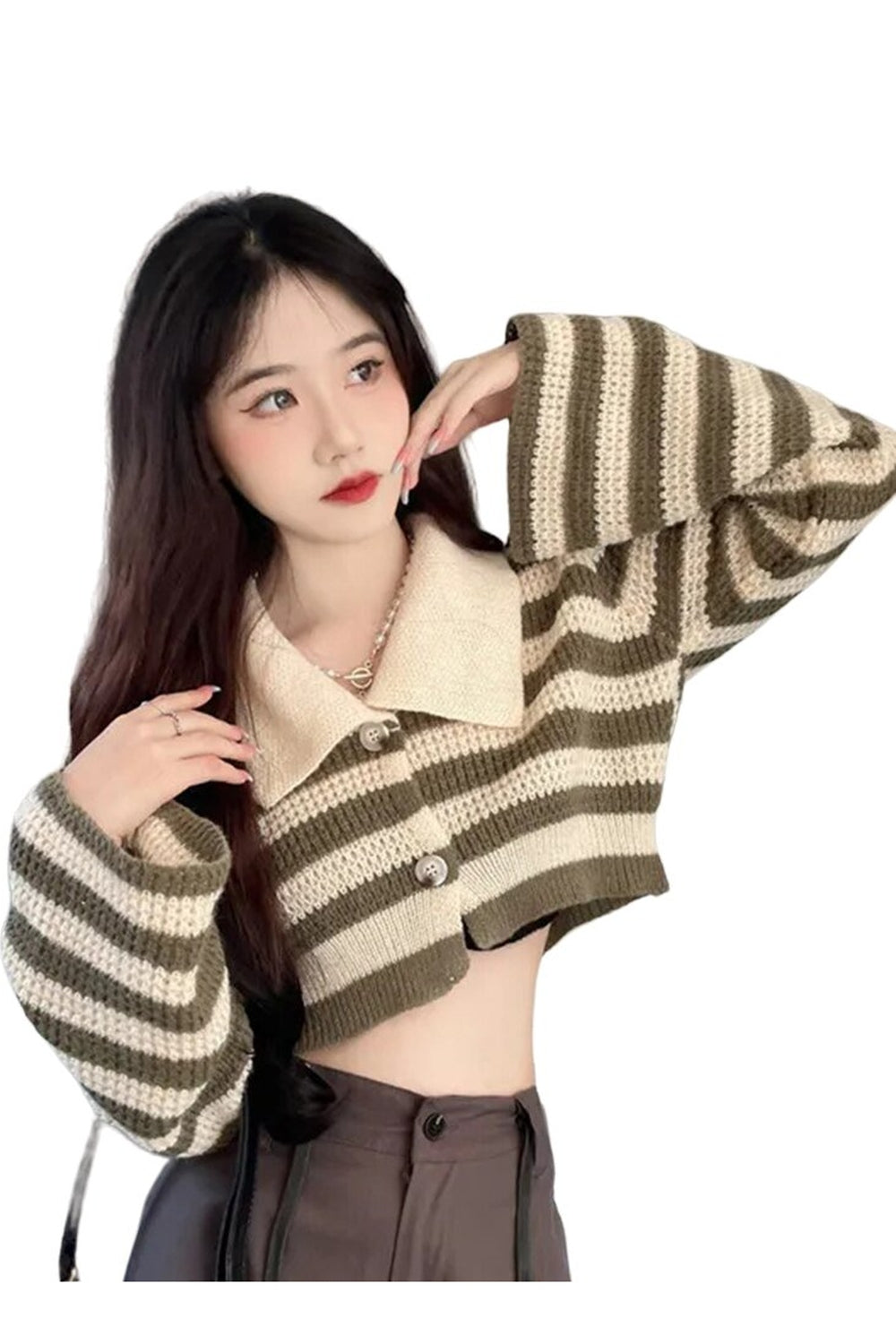 Y2k Sexy Striped Flare Cardigan