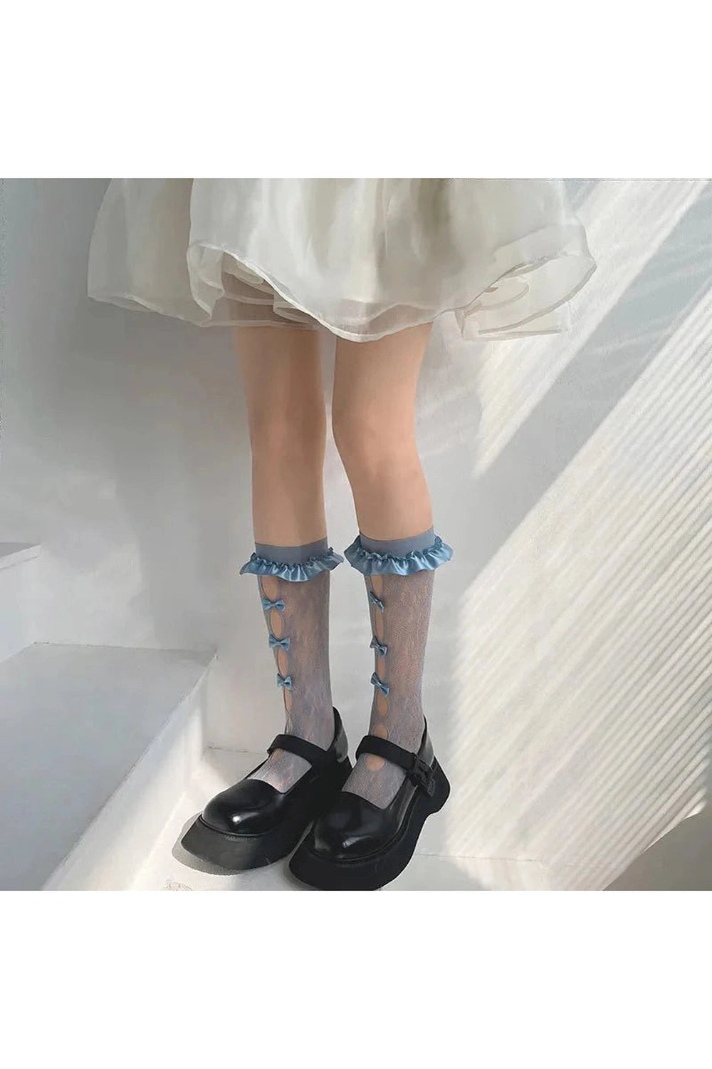 Y2k Sheer Mesh Bowknot Socks