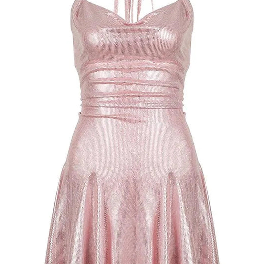 Y2k Shinny Collar A-Line Dress