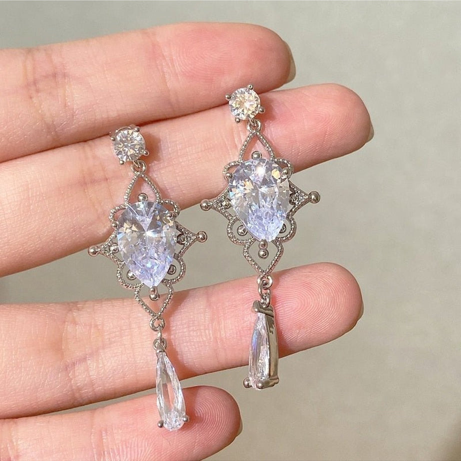 Y2k Shiny Waterdrop Crystal Drop Earrings