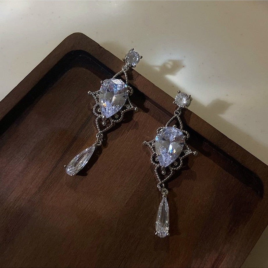 Y2k Shiny Waterdrop Crystal Drop Earrings