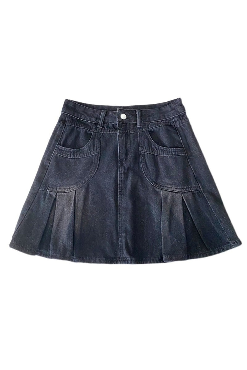 Y2k Side Pleated Mini Denim Skirt