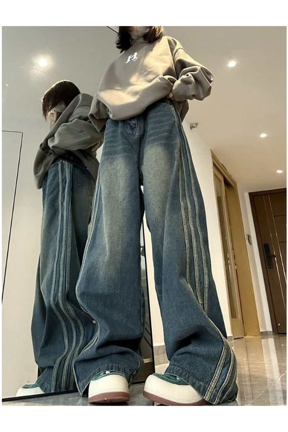 Y2k Side Stripe Flared Jeans