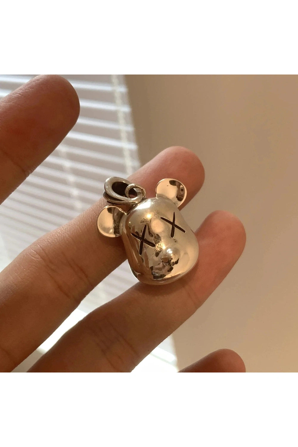 Y2k Silver Bear Head Necklace