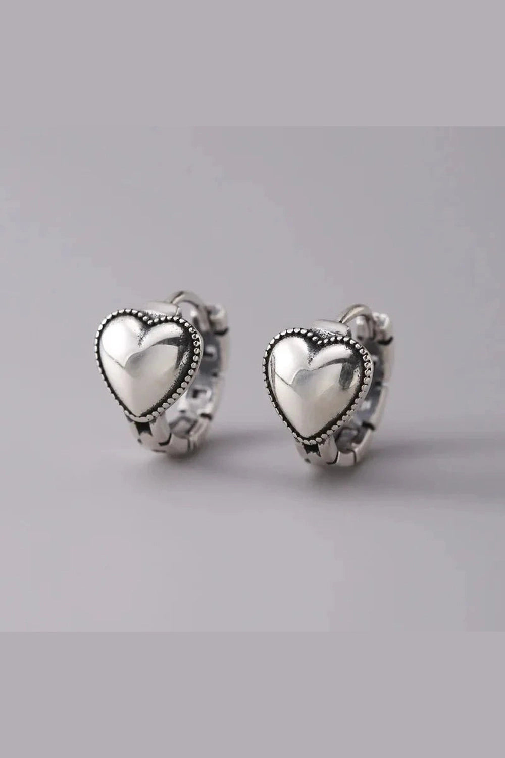 Y2k Silver Heart Ring Earrings