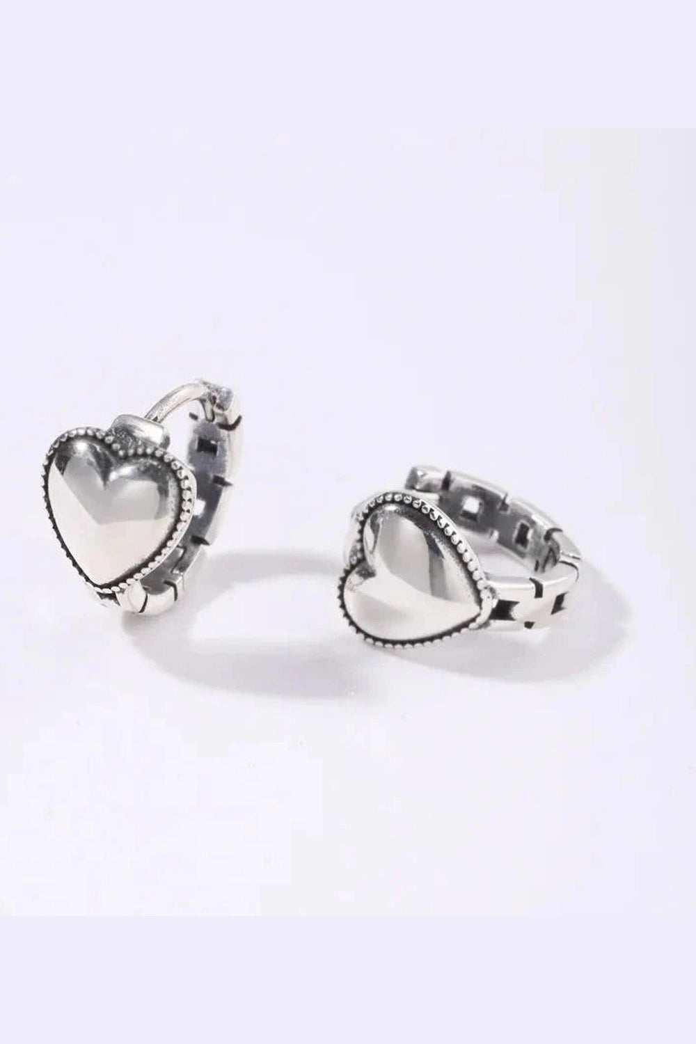 Y2k Silver Heart Ring Earrings