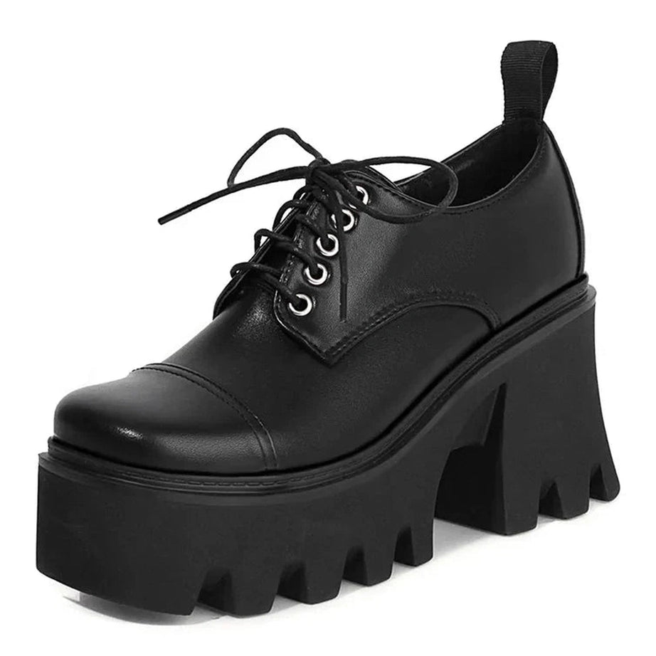 Y2k Silver Platform School Shoes