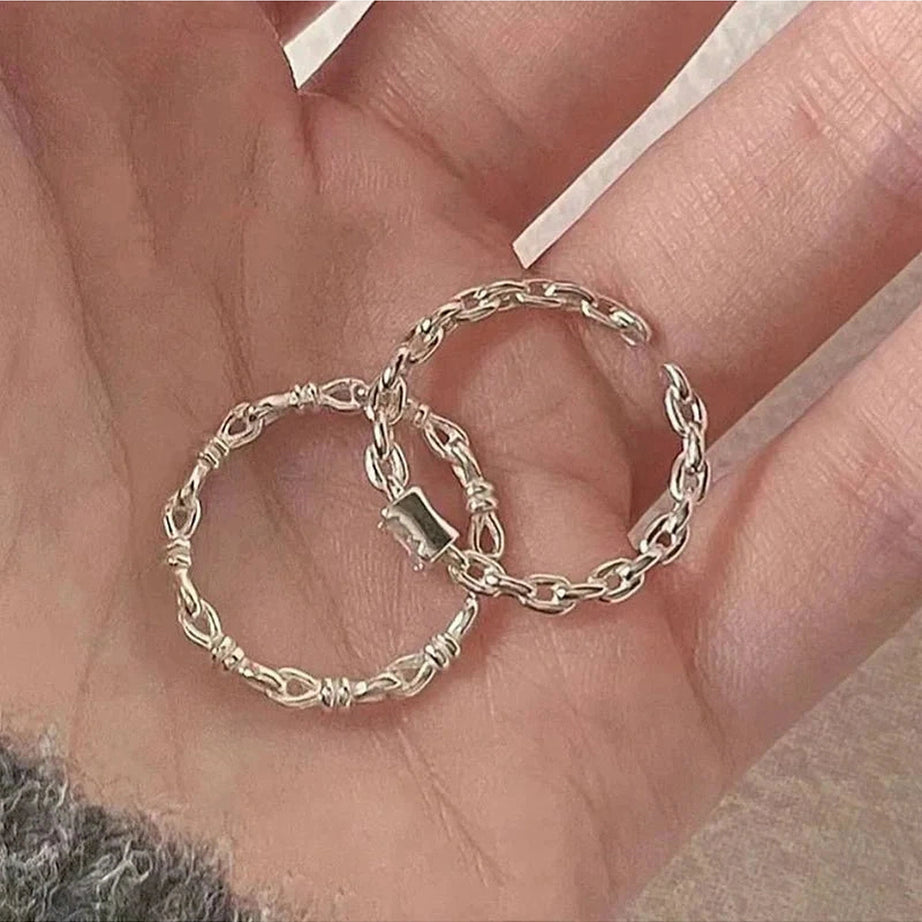 Y2k Silver Serenity Rings