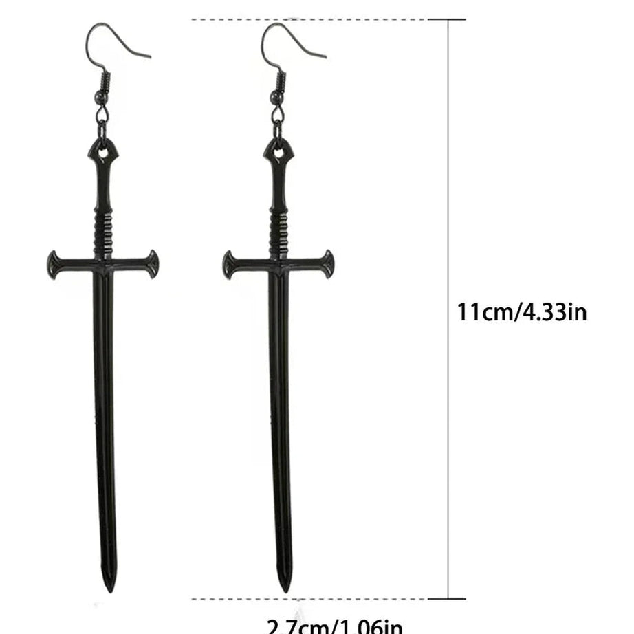 Y2k Silver Sword Drop Earring