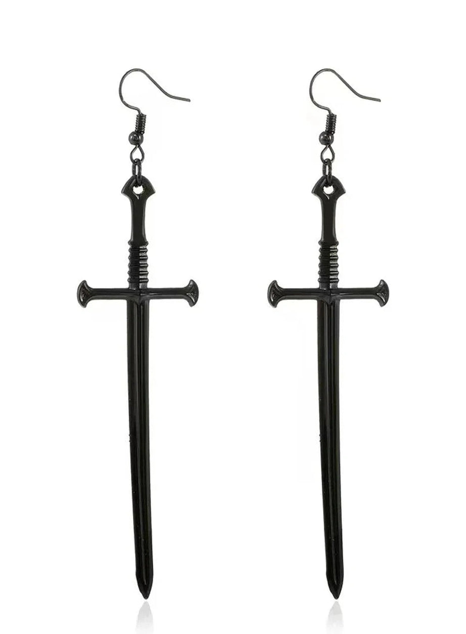 Y2k Silver Sword Drop Earring