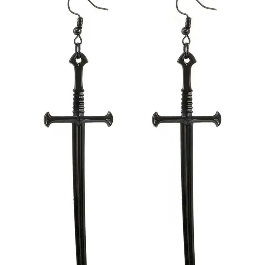 Y2k Silver Sword Drop Earring