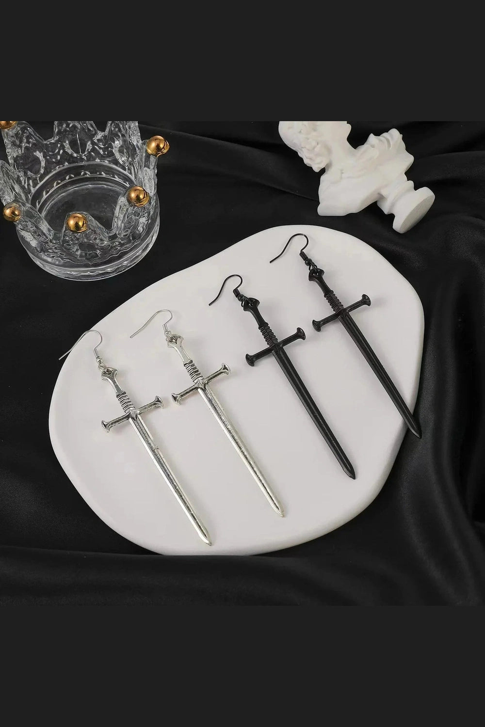 Y2k Silver Sword Drop Earring