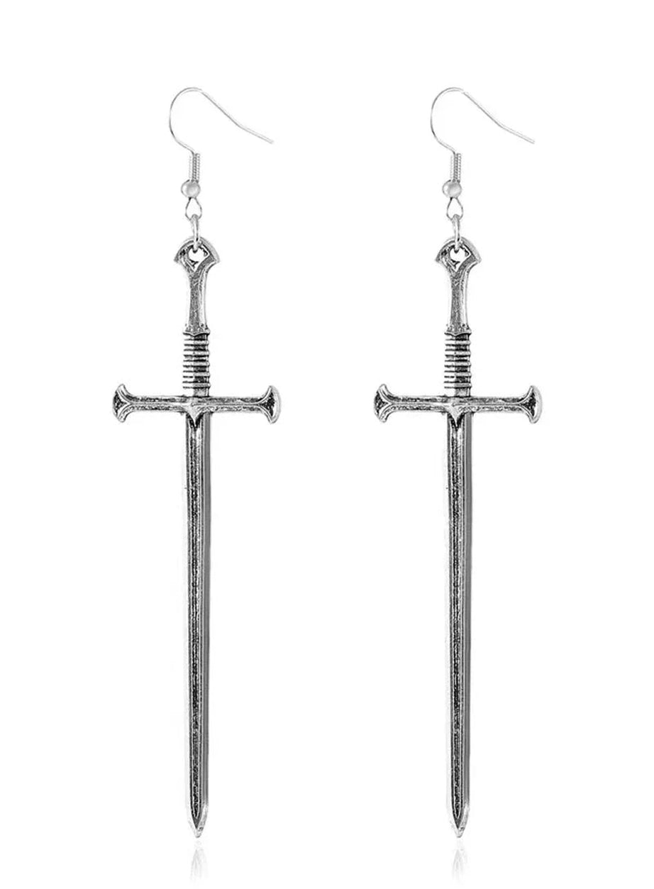 Y2k Silver Sword Drop Earring