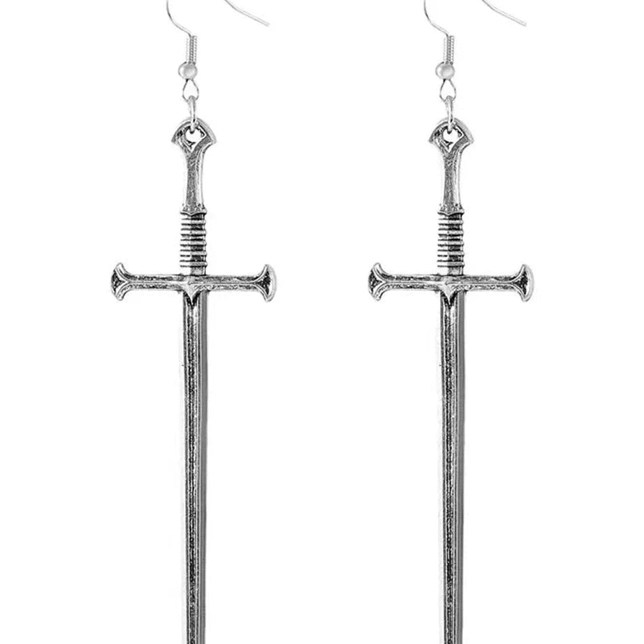 Y2k Silver Sword Drop Earring