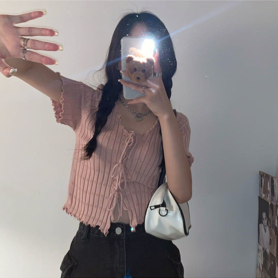 Y2k Simple Versatile Knitted Crop Top